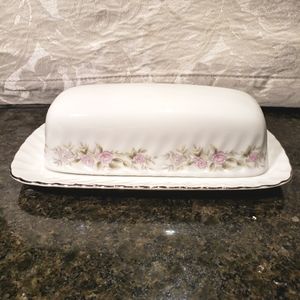 Dansico Teahouse Rose Collection butter dish.